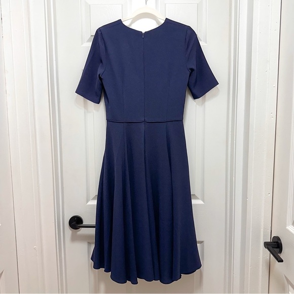 Gal Meets Glam Edith V-neck Fit & Flare with Pockets Midi Dress Navy Size 4 - Picture 4 of 9